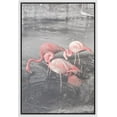 thumbnail image 3 of PixonSign Framed Canvas Print Wall Art Three Flamingos Drink Water Animals Wilderness Photography Modern Art Contemporary Portrait Black and White for Living Room, Bedroom, Office - 16"x24" White, 3 of 5