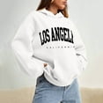thumbnail image 4 of Los Angeles Hoodies for Women 2025 Fall Winter Long Sleeve Drop Shoulder Hooded Sweatshirt with Pockets Pullover Tops, 4 of 6
