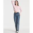 thumbnail image 5 of Real Essentials 4-Pack: Women's Long Sleeve Ribbed Knit Cotton Crew Neck Crop Top Shirt - (Available in Plus), 5 of 6