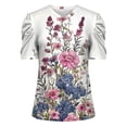 thumbnail image 5 of Quinlirra Womens Tops Under $5 Fashion Women Casual Short Sleeve V-Neck Printing Puff Sleeves T-Shirt, 5 of 5