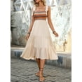 thumbnail image 4 of Women Sleeveless Summer Dresses Wedding Guest Maxi Dresses Ribbed Knit Tops and Polyester Skirt with Pockets S, 4 of 9