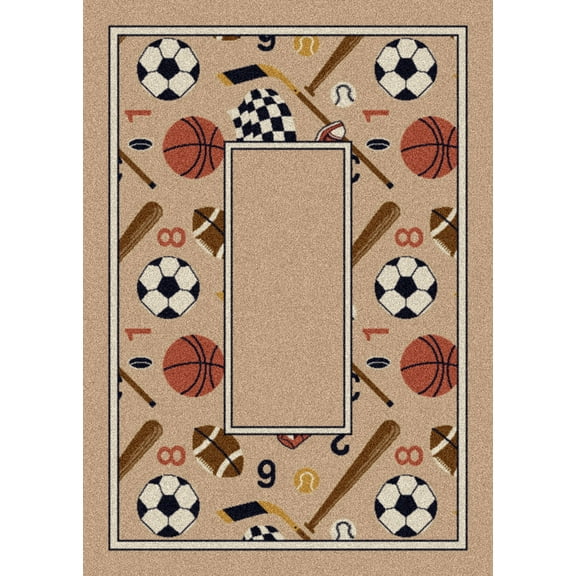 Milliken Design Center Area Rug GOOD SPORTS PEARL MIST Good Sports Pearl Mist 7' 7" x 7' 7" Round