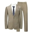 thumbnail image 5 of i.Finelong Men's Light Khaki Slim-Fit 2-Piece Suit Set - Daily Business Commute Office Outfit (Jacket & Pants), 5 of 7