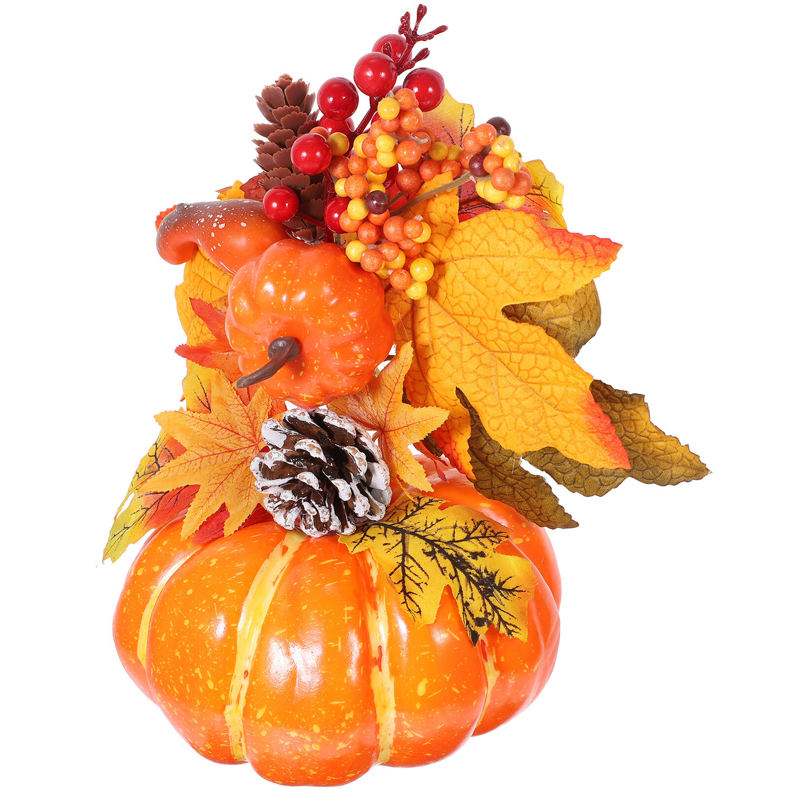 HOMEMAXS Artificial Pumpkins Maple Leaves Decor Fake Pumpkins Props for