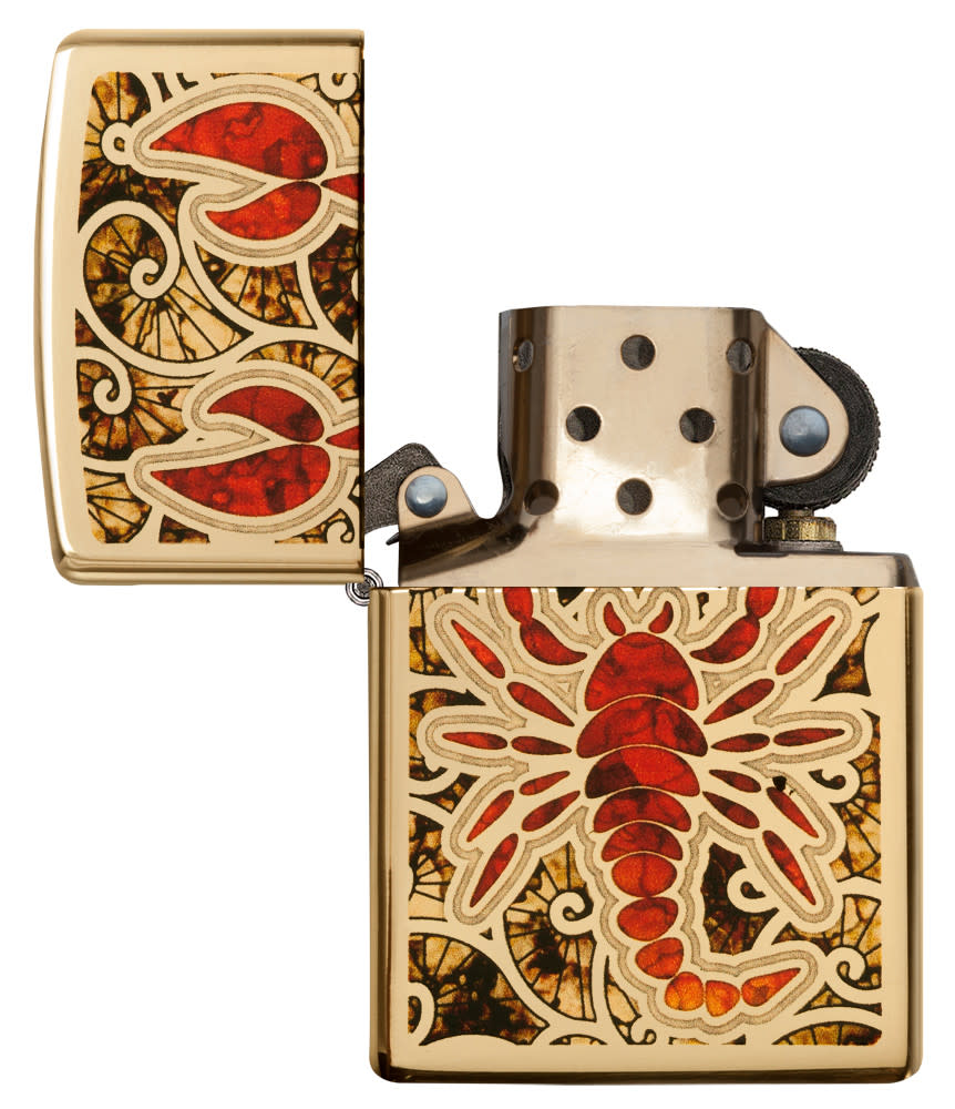 Zippo Crustacean Design High Polish Brass Pocket Lighter