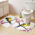 thumbnail image 3 of Bird Pink Peach Blossom Bathroom Rugs Set Watercolor Animal Branch Plant Non Slip Absorbent Soft Bath Mats 3 Piece Set with Bathroom Rug, U-Shaped Floor Mat, Toilet Seat Cover Large Size, 3 of 9
