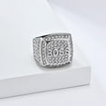 thumbnail image 5 of HIJONES Men's Stainless Steel Square Boss Letter Micro Pave CZ Statement Ring Lucky Rich Jewellery Silver Size 13, 5 of 6