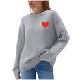 thumbnail image 4 of Sweatshirt for Women Crewneck Long Sleeve Casual Loose Fit Red Heart Graphic Soft Breathable Pullover Fall Winter Tops, 4 of 6