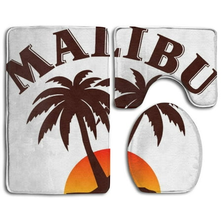 GOHAO Malibu Rum 3 Piece Bathroom Rugs Set Bath Rug Contour Mat and Toilet Lid