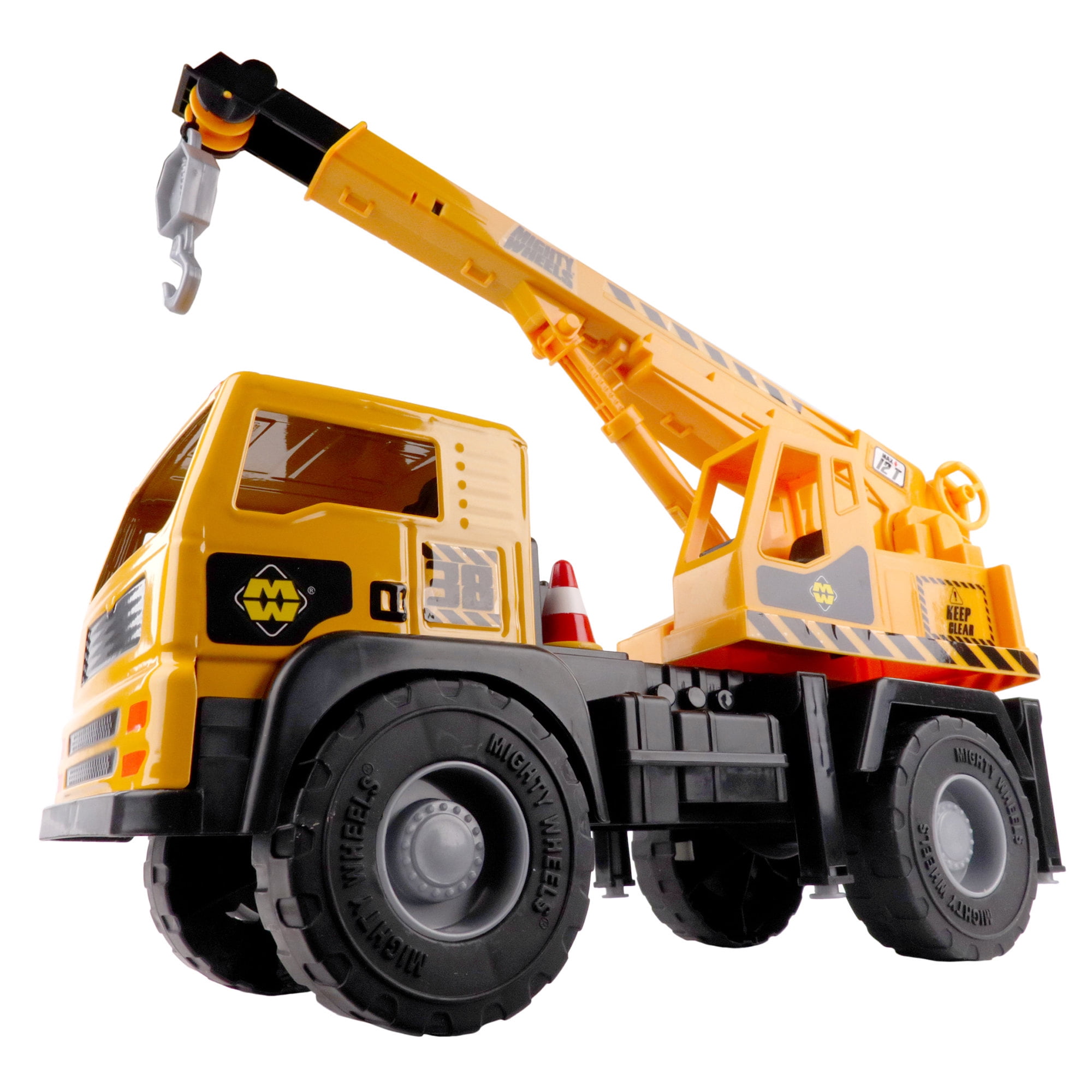 Mighty Wheels: 16" Mighty Mobile Crane - Sounds Construction Toy Vehicle, Realistic Boom, Hook & Transport, Durable Indoor-Outdoor Play, Kids Ages 3+