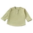 thumbnail image 4 of QIbmong Ribbed Knit Tops for Infants Toddler Girls Boys Crew Neck Cuffed Long Sleeve Kids Casual Fall Winter Loungewear Going out School Shirts(9-18 Months,Green), 4 of 9