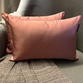 thumbnail image 4 of The HomeCentric Decorative Lumbar Pillow Cover Pink Pack Of 2, 12"x24" (30x60 cm) Satin Solid Oblong Pillow Cover, Modern Cushion Cover Style - Dusty Pink Slub Satin, 4 of 14