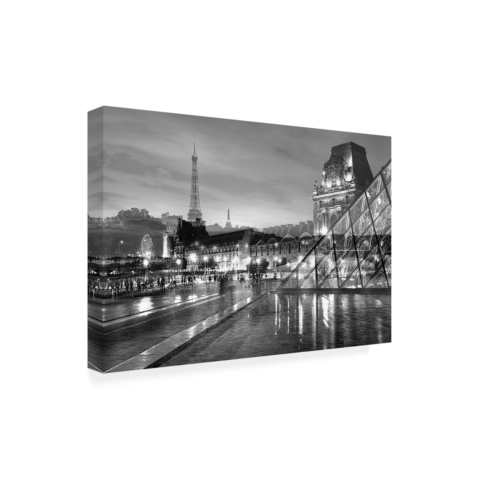Trademark Fine Art 'Louvre with Eiffel Tower Vista #2' Canvas Art by Alan Blaustei