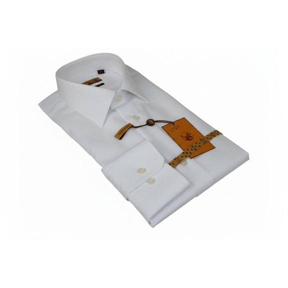Mens ENZO Egyptian Soft Cotton Dress Shirt Barrel Cuff Wrinkle Free 61101 White