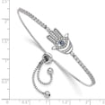 thumbnail image 3 of Auriga 925 Sterling Silver Rh-plated Clear and Blue CZ Evil Eye Hamsa Adj Bracelet for Women, 3 of 6