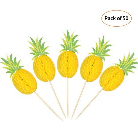 50pcs 3D Cartoon Fruit Food Toothpicks Cupcake Topper Cake Picks Decorations for Hawaii Luau Beach Wedding Birthday Pool (Very Best Fruit Cake)