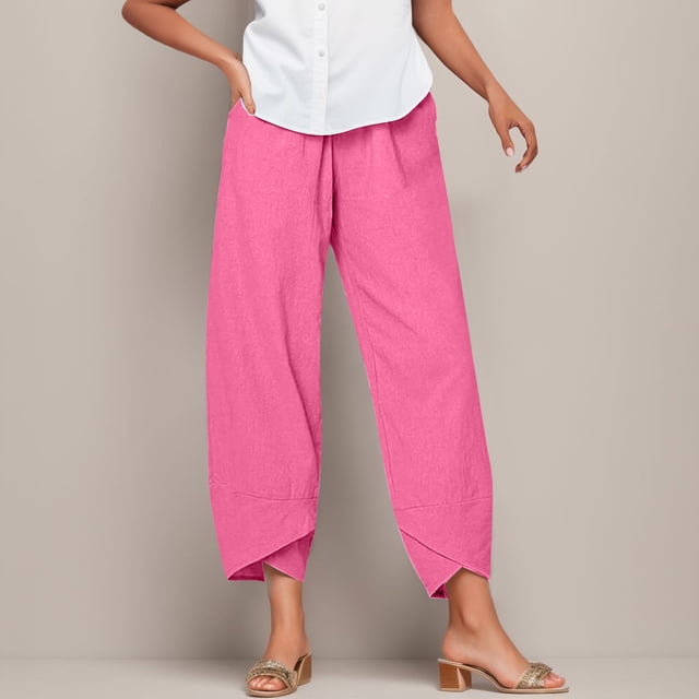 WILLBEST Pantalones Casuales para Mujer, con Bolsillo, Cintura Elástica, Holgados, Lisos, Cómodos, para Uso Diario. Chica