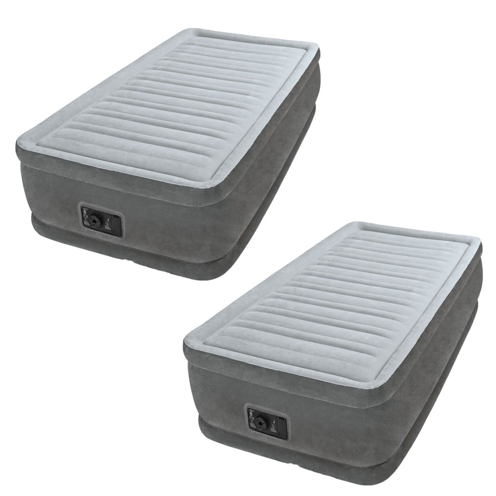 Intex Comfort Dura Beam Elevated Twin Air Mattress w/ Built In Pump (2