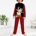 thumbnail image 3 of Conjunto De Pijamas De 2 Piezas Conjunto de pijama familiar de 2 piezas Conjunto informal de manga larga con estampado de alce y pantalones Traje diario Ygjytge Niño Rojo 9-10T para Niño, 3 of 5