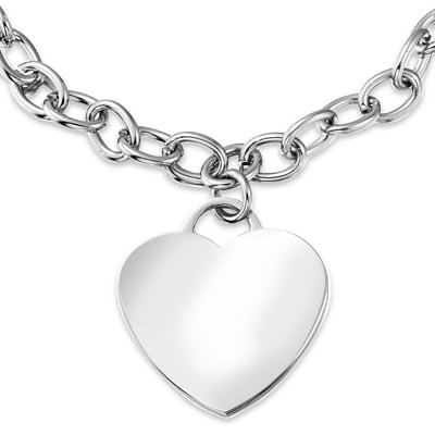 Bling Jewelry Engravable Heart Tag Charm Doctor Alert Medical ID Identification Bracelet for Women Silver Tone Stainless Steel