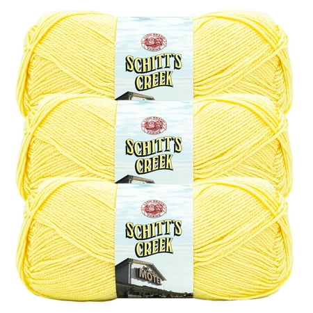 UPC: 0842093133636 | Lion Brand Yarn Schitt s Creek Yarn Fold in the Cheese Medium Acrylic Yellow Yarn 3-Pack