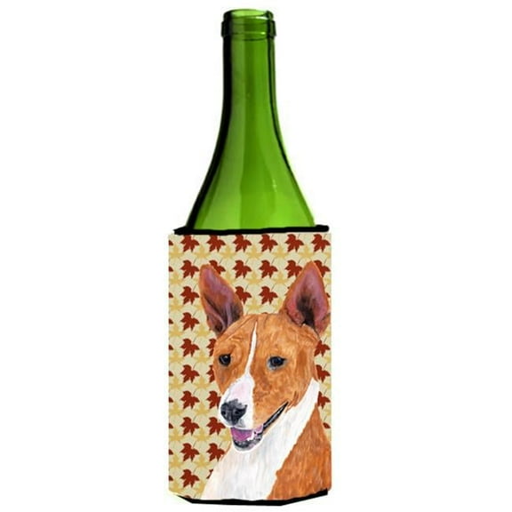 Basenji Fall Leaves Portrait Wine bottle sleeve Hugger - 24 oz.