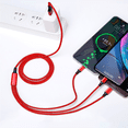 thumbnail image 4 of Cable de carga múltiple Kurzes 3A, 35cm 4 en 1 Cable USB incorporado de nailon con 2*iP Micro USB tipo C para teléfonos 12 11 Xs Xr X 8 7 6, Android Galaxy S21 S10 S7 A5 J5, Huawei, Kindle, Nokia, LG, 4 of 6