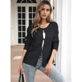 thumbnail image 4 of Sweaters for Women Trendy Fall Winter Open Front Long Sleeve Button Down Cropped Lady Jacket Black S, 4 of 9