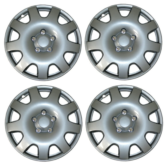 TuningPros WSC3-502S15 Set of 4  Metallic Silver Hubcaps 15" - Hub Caps Wheel Skin Cover 15 inches 4 Pcs Set