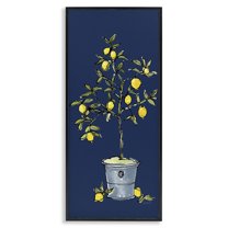 Stupell Industries Citron Lemon Plant Botanical & Floral Painting Black Framed Art Print Wall Art, 13 x 30