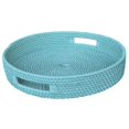 thumbnail image 1 of Benzara BM177190 Handcrafted Rattan Lombok Coast Tray - Blue, 1 of 5