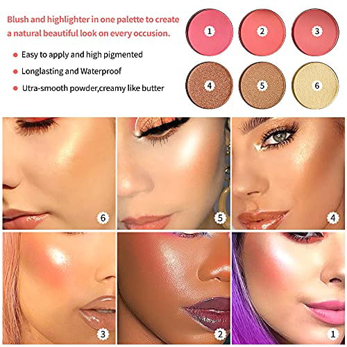 Blusher & Highlighter Palette, Blusher Illuminator Highlighter Contour Bronzer All in One Makeup Palette, Glow Blusher Bronzer Highlighter Powder Kit, High Pigmented Easy to Longlasting - Walmart.com