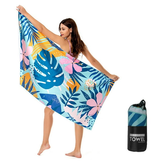Large Beach Towel with a Carrying Bag, Lightweight Quick Dry Beach Towel for Adults Kids Teens