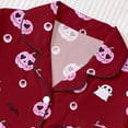 thumbnail image 5 of MEZZALL Women Halloween Print Pajama Set Lapel Collar Button Closure Chest Pocket Short Sleeve Tops With Elastic Waist Shorts Loungewear Sleepwear For Holiday 2 Piece Holiday Pjs, 5 of 9