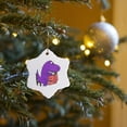 thumbnail image 7 of 3drose, Fun Purple T-rex Dinosaur Reading Recipe Cookbook, 3 inch Snowflake Porcelain Ornament, 7 of 7