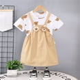 thumbnail image 2 of FAOWME Child Toddler Kids Baby Girls Clothes Suit Short Sleeve Shirt And Suspender Dress Outfit Sets Birthday O-Neck Dailywear, 2 of 9