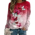 thumbnail image 3 of QJUHUNG Sweat-Shirt Décontracté à Manches Longues pour Femmes Papillon Imprimé Graphique Floral Pull Léger, 3 of 3