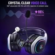 2.4GHz Wireless Gaming Headset for PS4, PS5, PC, 40Hr+ Bluetooth 5.3 Wireless Headphones with 360°Adjustable ENC Mic, Gaming Headphones for Switch, Phone