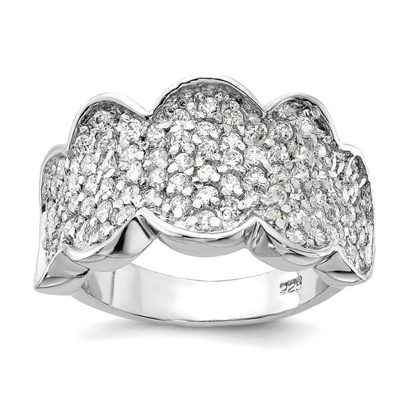 925 Sterling Silver Polished Cubic Zirconia Ring Size 8 Ring for Women