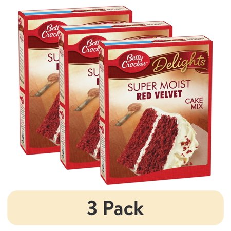 (3 pack) Betty Crocker Delights Super Moist Red Velvet Cake Mix, 15.25 oz.