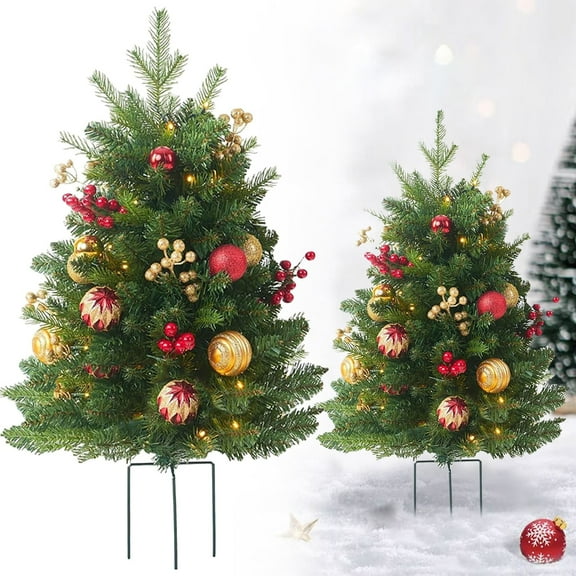 BOPORO Holiday Planter Filler,Holiday Flower Pot Decorations Christmas Holiday Planter Fillers，Christmas Planter Filler Outdoor，Christmas Planter Decorations (1Pcs),Pre-Lit Artificial Christmas Tree