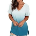 thumbnail image 1 of Camisas informales largas para mujer, tallas S-XXXL, ropa de calle con cuello en V para mujer, poliéster transpirable holgado, manga corta de Prendas para la parte del cuerpo Blanco+Azul Claro SG Minnieouse AP011471-22, 1 of 6