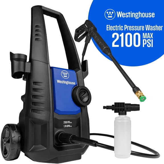Westinghouse ePX3050 Electric Pressure Washer, 2100 Max PSI 1.76 Max GPM, with Foam Cannon and 2-Nozzle Set
