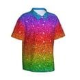 thumbnail image 2 of Balery Rainbow Glitter Print Men's Hawaiian Shirts Short Sleeve Beach Shirt Relaxed Fit Vacation Button Down Shirts-XX-Large, 2 of 9