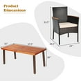 thumbnail image 4 of Costway 7PCS Patio Rattan Dining Set Chair Cushion Acacia Wood W/Umbrella Hole, 4 of 10