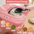 thumbnail image 3 of SSAWcasa 20lb Dog Food Container with Rotating Wheels, 30lb Collapsible Airtight Rice Storage Bucket with Scoop and Measuring Cup, Dog Food Storage Dispenser (Pink), 3 of 10