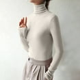 thumbnail image 2 of FAIWAD Women's Basic Turtleneck Top Long Sleeve Turtleneck Ribbed Lightweight Stretch Slim Comft Tops, 2 of 5