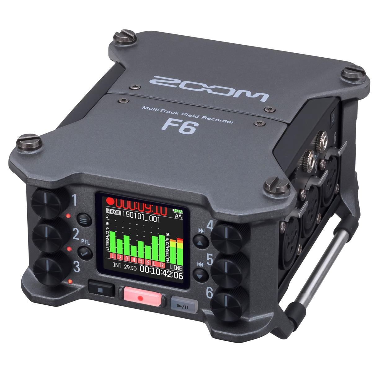 Zoom F6 Multi-Track Field Recorder, Bundle with 128GB SDXC Memory Card, 4x NiMH Battery, 4-Bay Charger and 25' XLR Mic Cable