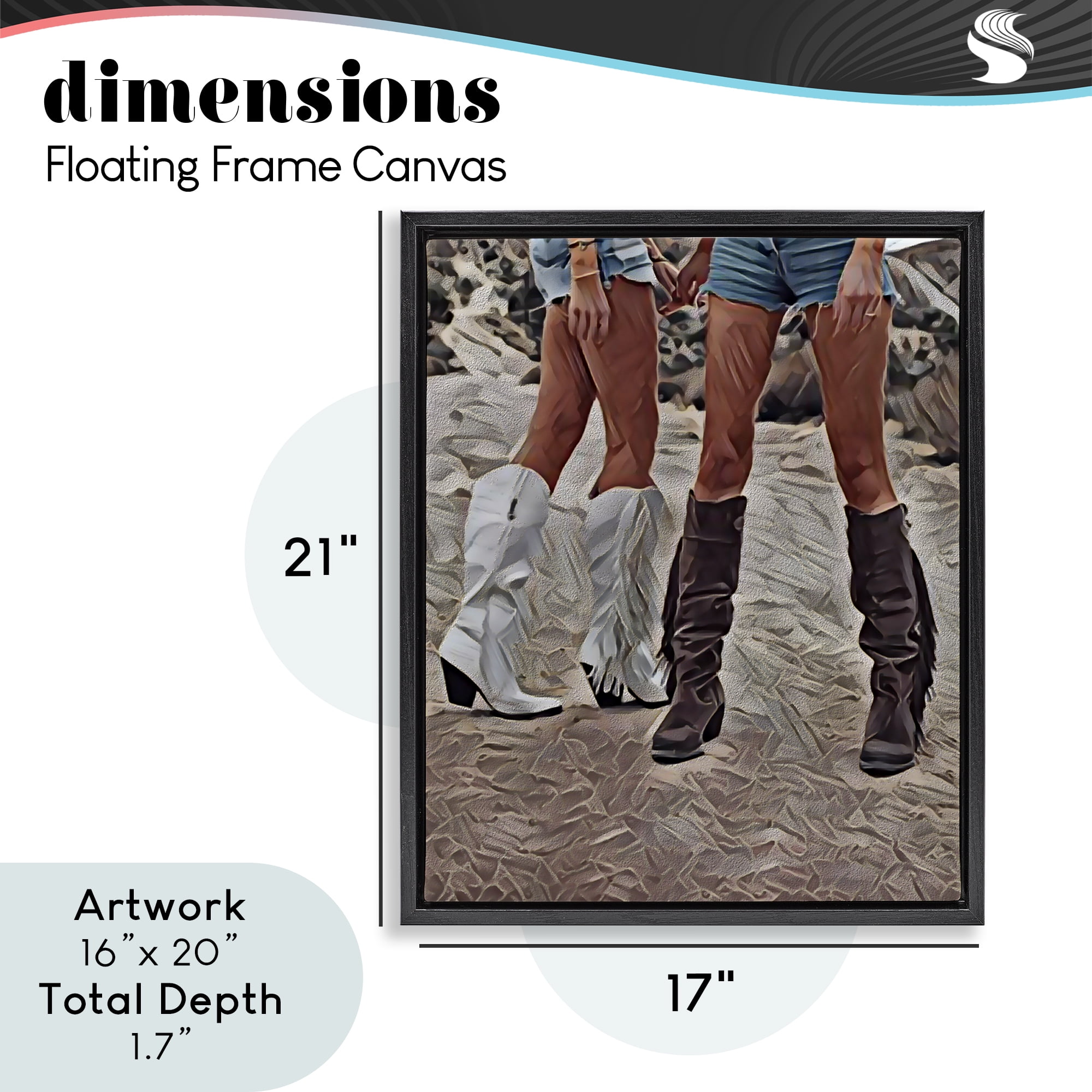 Rodeo Girls Friendship Black Framed Floater Canvas Wall Art, design by Jesse Keith