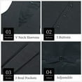 thumbnail image 4 of HISDERN Men's Suit Vest Lightweight Slim Fit Dress Vests Formal Waistcoat for Gentleman Dark Grey, 4 of 9